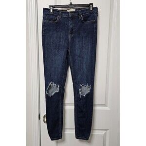 Free People Jeans Women's 29 (30x28) Blue Skinny Mid-Rise Distressed Ripped